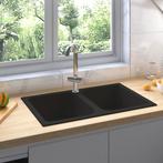 vidaXL Zwarte Keukenssink 760x480x184 mm van Graniet, Doe-het-zelf en Verbouw, Sanitair, Verzenden, Nieuw
