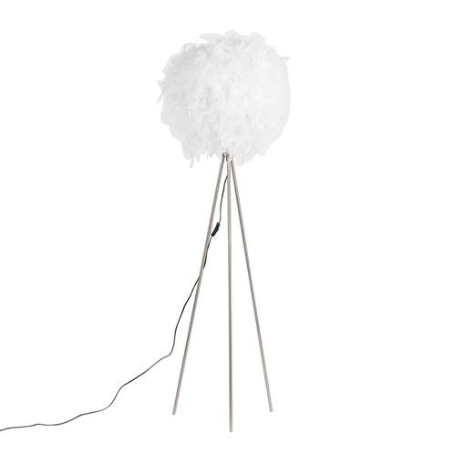 Landelijke vloerlamp staal met wit - Feather, Huis en Inrichting, Lampen | Vloerlampen, Nieuw, Overige materialen, 150 tot 200 cm