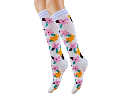 Meisjes Kniekous - Bloemen - Wit, Kinderen en Baby's, Kinderkleding | Schoenen en Sokken, Verzenden