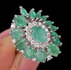 Zilver, Majestueuze ring met smaragd: Welvaart & Harmonie