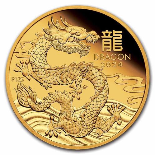 Gouden Lunar III - 1 oz 2024 Year of the Dragon, Postzegels en Munten, Munten | Oceanië, Losse munt, Goud, Verzenden