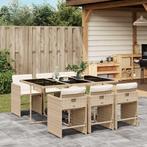 vidaXL 7-delige Tuinset met kussens poly rattan beige, 6 zitplaatsen, Nieuw, Tuinset, Verzenden