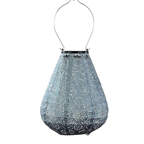 Solar Lampion Tulip - Fiore Grey Blue - 20 cm, Tuin en Terras, Buitenverlichting, Waterbestendig, Led, Zonne-energie, Minder dan 50 watt