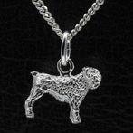 Zilveren Bouvier ketting hanger - oren gecoupeerd - klein, Verzenden, Nieuw
