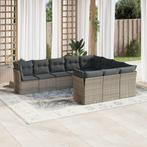 vidaXL 10-delige Loungeset met kussens poly rattan grijs, Verzenden, Nieuw, Rotan, Loungeset