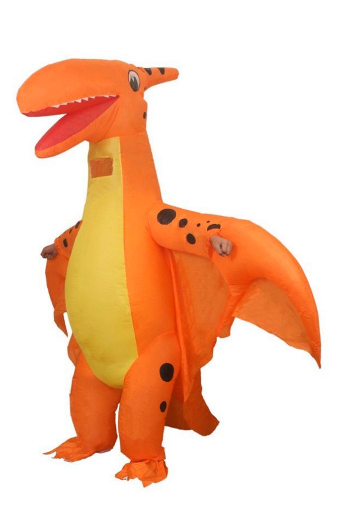 KIMU® Opblaas Kostuum Pterosaurus Oranje Opblaasbaar Pak Din, Kleding | Heren, Carnavalskleding en Feestkleding, Kleding, Nieuw