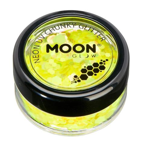 Moon Glow Neon UV Chunky Glitter Yellow 3g, Hobby en Vrije tijd, Feestartikelen, Nieuw, Verzenden