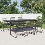 vidaXL 7-delige Tuinset PVC-rattan zwart, Verzenden, 6 zitplaatsen, Nieuw, Rvs