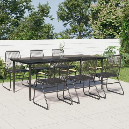 vidaXL 7-delige Tuinset PVC-rattan zwart, Tuin en Terras, Tuinsets en Loungesets, Tuinset, Nieuw, 6 zitplaatsen, Rvs, Verzenden