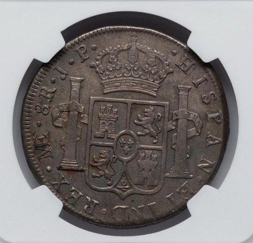 Spanje. Carlos IV. 8 Reales 1806 - NGC AU55 (Lima), Postzegels en Munten, Munten | Europa | Niet-Euromunten