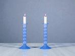 HAY - Kandelaar Golvend Lang - Blauw (2) - Glas - 2 Stukken