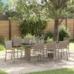 vidaXL Tuin Eetset 9 pcs Grijs 190 x 80 x 75 cm poly rattan, Verzenden, Nieuw, Rotan