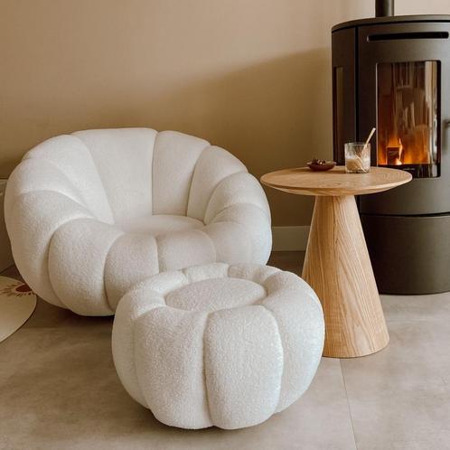 Olivia fauteuil set teddy wit, Huis en Inrichting, Stoelen, Wit, Nieuw, Ophalen of Verzenden