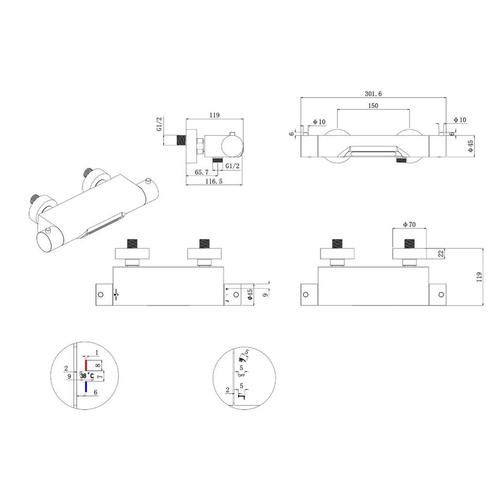 Badkraan Wiesbaden Style Waterval Thermostatisch 1/2 inch, Doe-het-zelf en Verbouw, Sanitair, Ophalen of Verzenden
