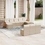 vidaXL 10-delige Loungeset met kussens poly rattan beige, Verzenden, Nieuw, Rotan, Loungeset
