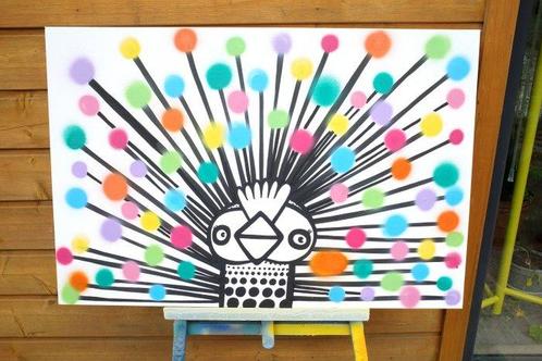 Kev Munday (1986) - Fat Cap Peacock, Antiek en Kunst, Kunst | Schilderijen | Modern