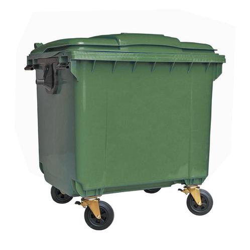 Afvalcontainer 1100 liter groen met vlak deksel, Huis en Inrichting, Woonaccessoires | Prullenbakken, Ophalen of Verzenden