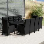 vidaXL 11-delige Tuinset poly rattan zwart, Tuin en Terras, Tuinsets en Loungesets, Verzenden, Nieuw, Rotan, Tuinset