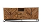 Dressoir Mangohout Sabia 220 cm, Nieuw, 25 tot 50 cm, 200 cm of meer, Industriële meubels