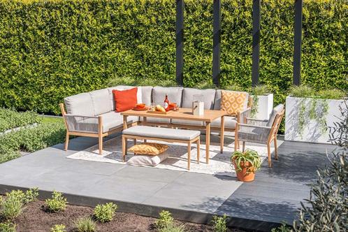 GI Sardinia lounge-dining set aluminium (7-delig) - Teak, Tuin en Terras, Tuinsets en Loungesets, Loungeset, Nieuw, Overige materialen