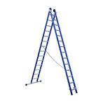 Eurostairs Reform ladder dubbel recht 2x14 sporten BLAUW, Doe-het-zelf en Verbouw, Ladders en Trappen, Ophalen of Verzenden, Nieuw