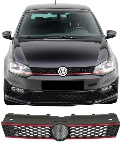 Grill | GTI - Look| Volkswagen Polo 2014- | zwart met rode b, Auto-onderdelen, Carrosserie en Plaatwerk, Nieuw, Volkswagen, Verzenden