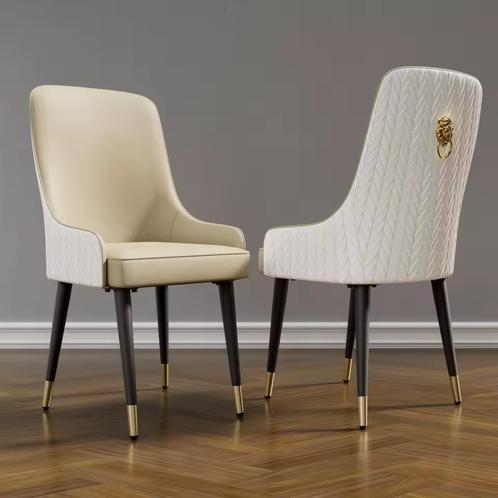 Set van 2 Luxe Eetstoelen PU Leer met Gouden Leeuwenkop, Huis en Inrichting, Stoelen, Nieuw, Verzenden