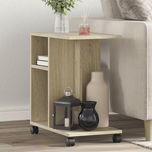vidaXL Bijzettafel met wieltjes 50x30x55 cm hout sonoma, Huis en Inrichting, Tafels | Bijzettafels, Nieuw, Verzenden
