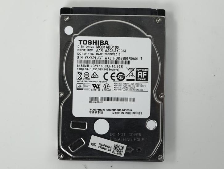 [RETOURDEAL] Toshiba Disk Drive 1TB MQ01ABD100 - SSD, Computers en Software, Harde schijven, Ophalen of Verzenden