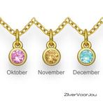 Gold plated 925 zilveren  geboorstesteen ketting, Verzenden, Nieuw, Zilver