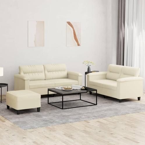 vidaXL 3-delige Loungeset met kussens kunstleer crème, Huis en Inrichting, Banken | Bankstellen, Nieuw, Leer, Vierpersoons of meer