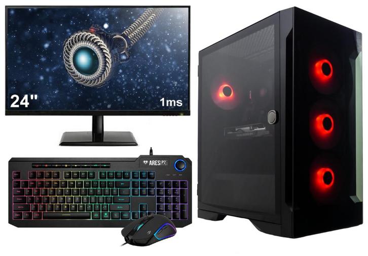 AMD Ryzen 5 RGB Budget Game PC SET COMPLEET met 24 1ms S..., Computers en Software, Desktop Pc's, Nieuw, Ophalen of Verzenden