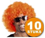 Oranje Pruik | 10 stuks Oranje Feestpruik Afro |, Nieuw, Verzenden