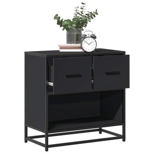 vidaXL Nachtkastje 60x31x60 cm bewerkt hout en metaal zwart, Huis en Inrichting, Slaapkamer | Nachtkastjes, Nieuw, Hout, Verzenden