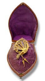 Broche - 14 karaat Geel goud, Antieke 14K Gouden & Emaille, Sieraden, Tassen en Uiterlijk, Antieke sieraden