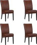 Set van 4 Cognac leren landelijke eetkamerstoelen - Granada, Huis en Inrichting, Stoelen, Overige kleuren, Nieuw, Leer, Ophalen of Verzenden