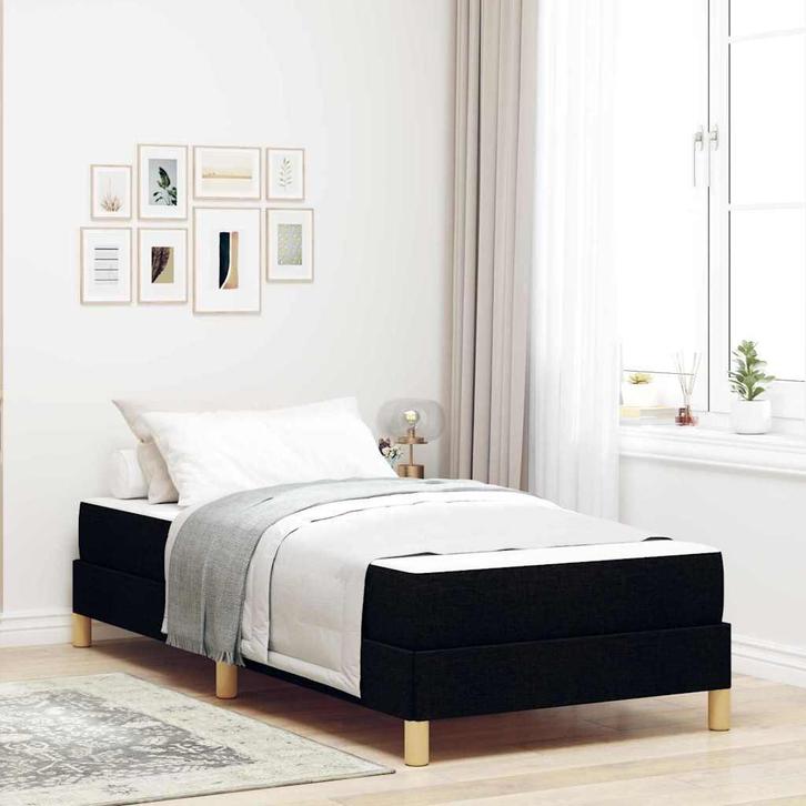 vidaXL Boxspring bed Zwart en Bruin 80 x 200 cm, Huis en Inrichting, Slaapkamer | Bedden, Zwart, Nieuw, Stof, Verzenden