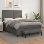 vidaXL Boxspring met matras kunstleer grijs 140x200 cm, Overige materialen, Verzenden, 140 cm, 200 cm