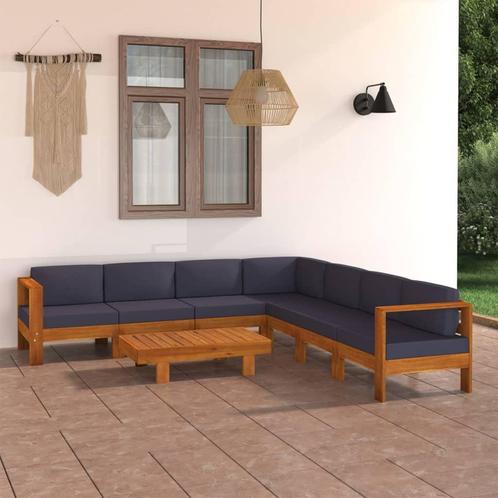 vidaXL 8-delige Loungeset met donkergrijze kussens, Tuin en Terras, Tuinsets en Loungesets, Loungeset, Nieuw, Hardhout, Verzenden
