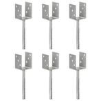 vidaXL Grondankers 6 st 8x6x30 cm gegalvaniseerd staal, Doe-het-zelf en Verbouw, IJzerwaren en Bevestigingsmiddelen, Verzenden