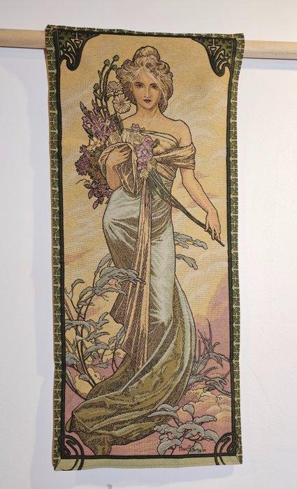 Arazzo Alfons Mucha LE PRINTEMPS - Art Nouveau -, Antiek en Kunst, Kunst | Designobjecten