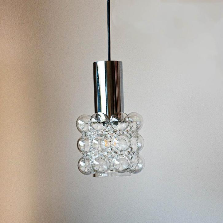 Vintage design hanglamp bubbels, Huis en Inrichting, Lampen | Hanglampen, Zo goed als nieuw, Glas, Metaal