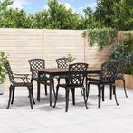 vidaXL Tuinstoelen 6 st gietaluminium zwart, Tuin en Terras, Verzenden, 6 zitplaatsen, Tuinset, Nieuw