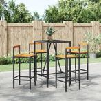 vidaXL 5-delige Tuinbarset poly rattan en massief acaciahout, Tuin en Terras, Verzenden, Nieuw, Rotan, 4 zitplaatsen