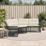 vidaXL Tuinbank met kussens en voetensteun L-vormig poly, Verzenden, Nieuw, Rotan