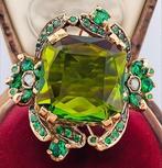 Zonder minimumprijs - Ring - 9 kt. Roségoud, Zilver Olivijn, Nieuw