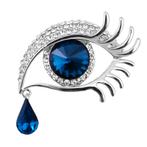 Fako Bijoux® - Broche - Oog Met Traan - Blauw - 48x37mm -, Sieraden, Tassen en Uiterlijk, Broches, Verzenden, Nieuw