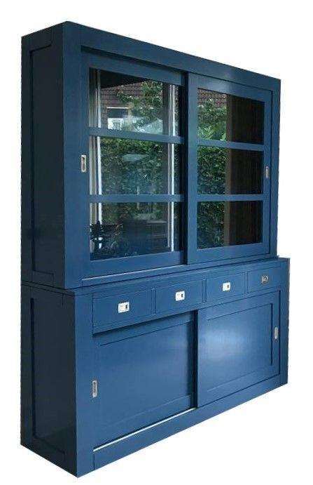 Buffetkast blauw Hasselt 180cm, Huis en Inrichting, Kasten | Buffetkasten, Ophalen of Verzenden