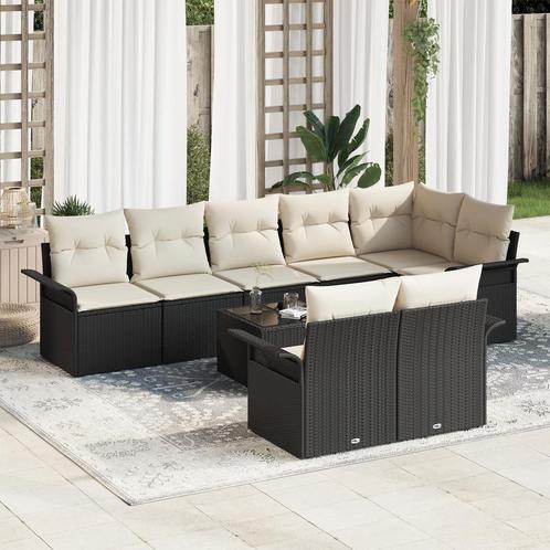 vidaXL 8-delige Tuinbankenset met kussens poly rattan bruin, Tuin en Terras, Tuinsets en Loungesets, Nieuw, Rotan, Verzenden
