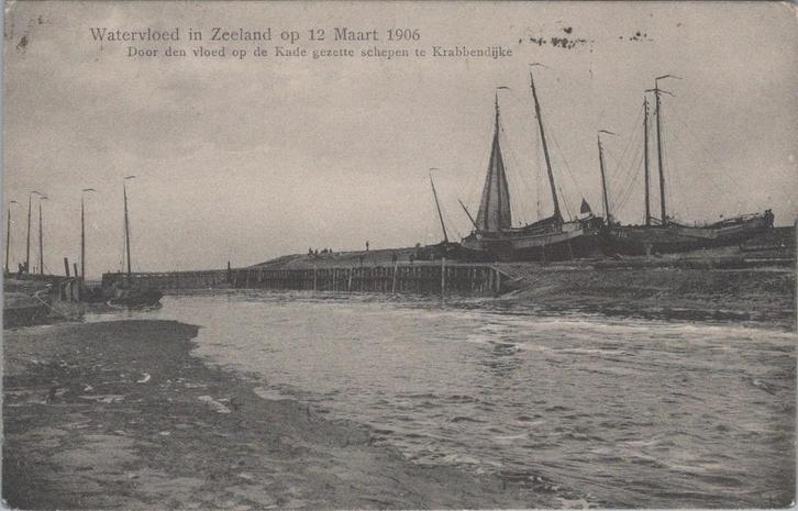 KRABBENDIJKE - Watervloed in Zeeland op 12 Maart 1906, Verzamelen, Ansichtkaarten | Nederland